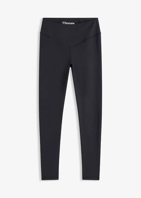 Sport-Leggings aus stabilem Baumwollgrifff in schwarz von vorne - bonprix