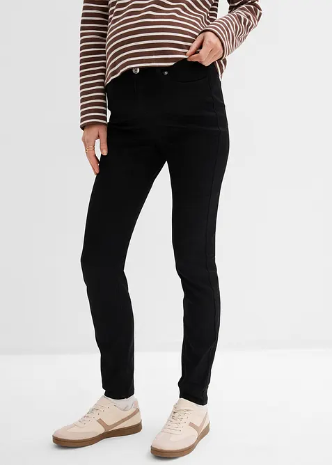 2-in-1 Super-Stretch Jeans für die Schwangerschaft und danach, Slim in schwarz von vorne - bonprix