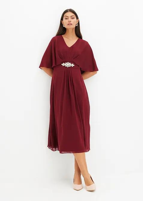 Chiffonkleid mit Strassstein-Applikation in rot von vorne (Totalaufnahme) - bonprix