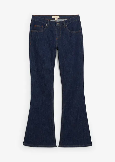 Flared-Jeans Mid Waist in blau von vorne - bonprix