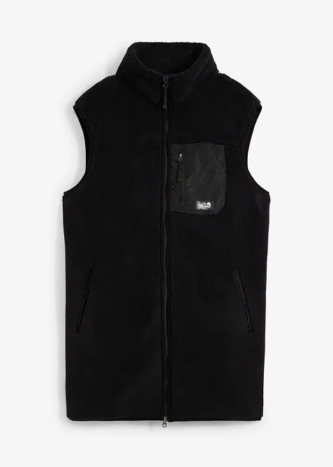 Teddy-Fleece-Weste in schwarz von vorne - bonprix