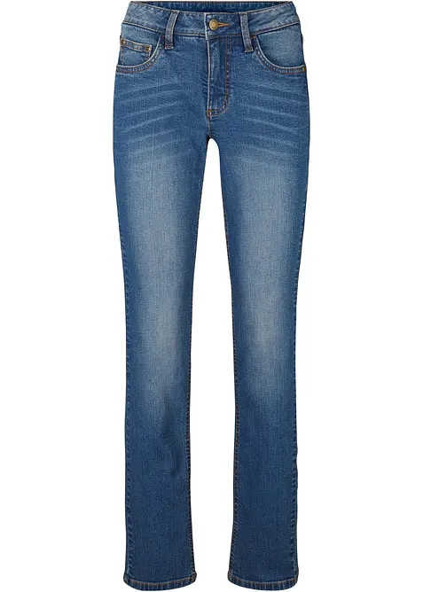 Straight-Jeans Mid Waist, Stretch in blau von vorne - bonprix