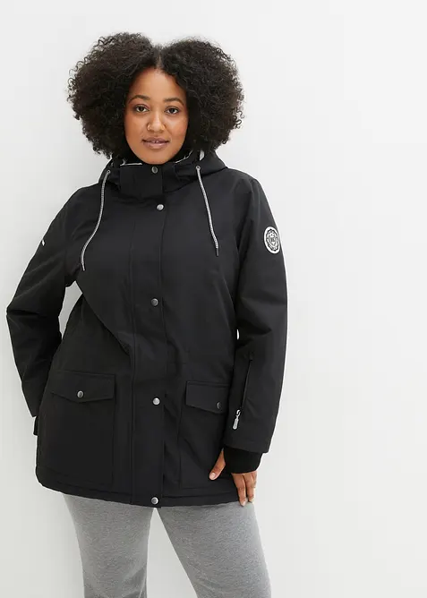 wasserdichte Funktions-Übergangsjacke in schwarz von vorne (im Anschnitt) - bonprix