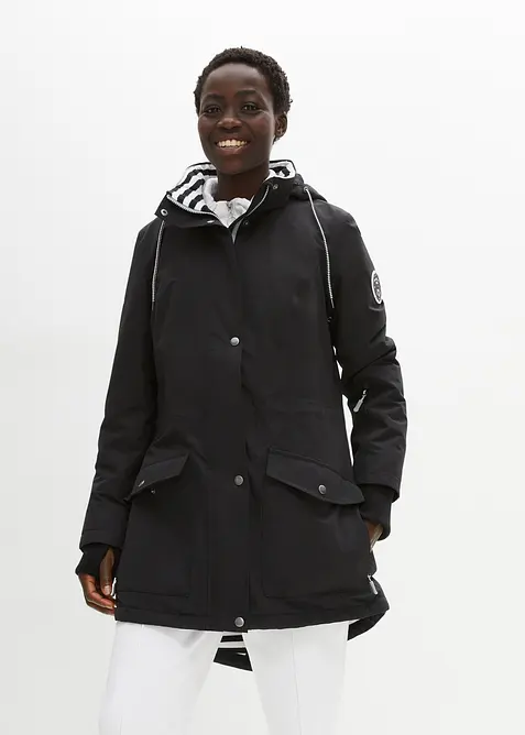 wasserdichte Funktions-Übergangsjacke in schwarz von vorne (im Anschnitt) - bonprix
