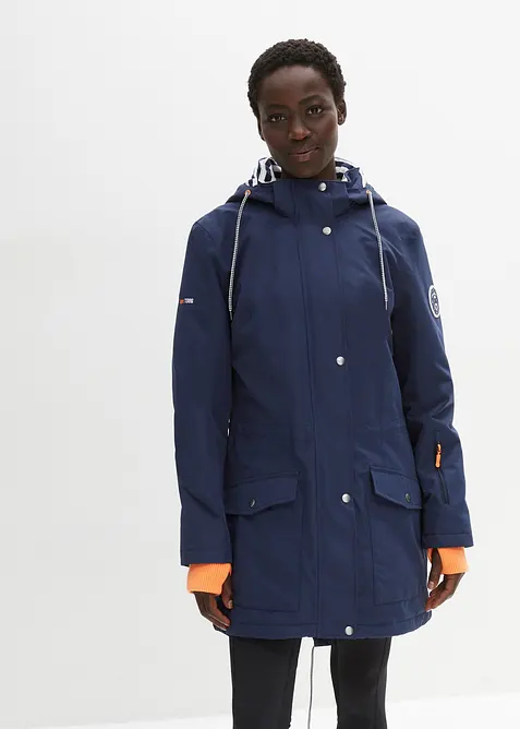 wasserdichte Funktions-Übergangsjacke in blau von vorne (im Anschnitt) - bonprix