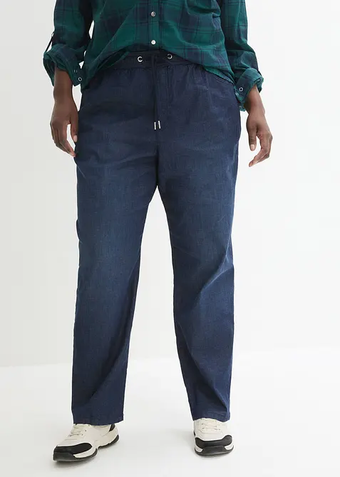 Straight Jeans High Waist, Bequembund (2er Pack) in blau von vorne - bonprix