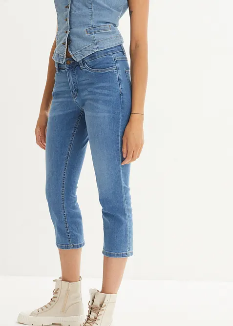 7/8-Jeans, Komfort-Stretch in blau von vorne - bonprix