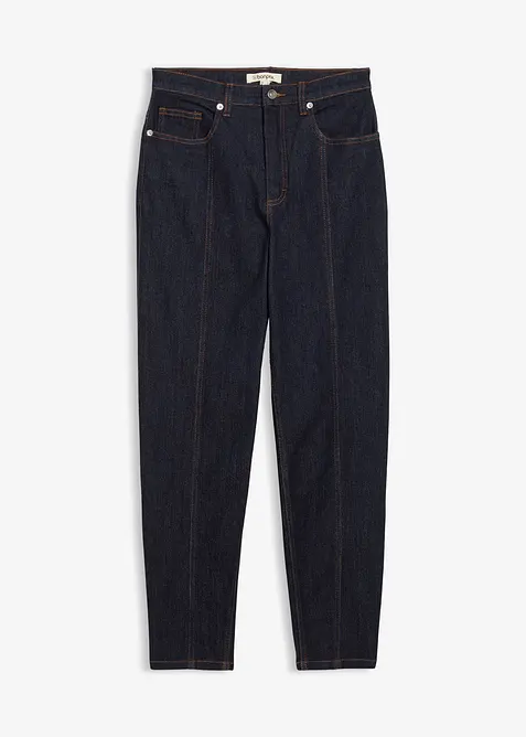 Mom-Jeans High Waist, Stretch in blau von vorne - bonprix