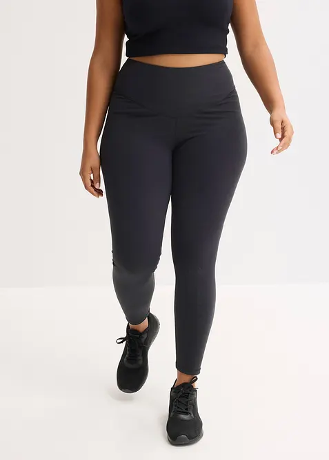 Sport-Leggings aus stabilem Baumwollgrifff in schwarz von vorne - bonprix