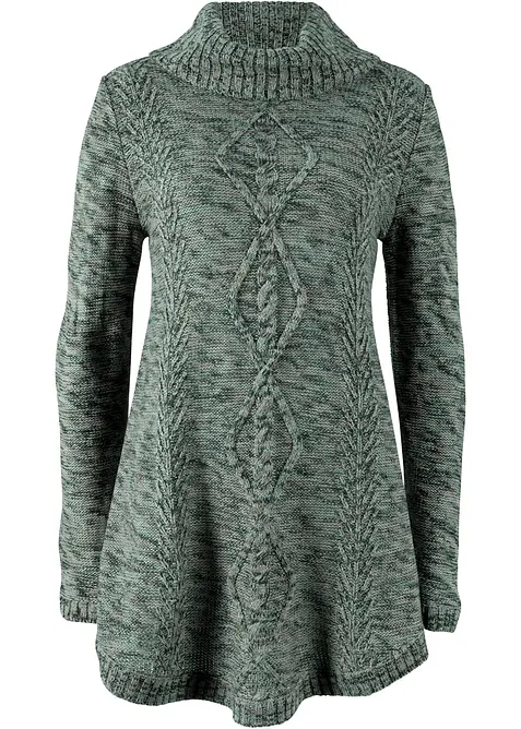 Strickpullover mit Rollkragen in grün von vorne - bonprix