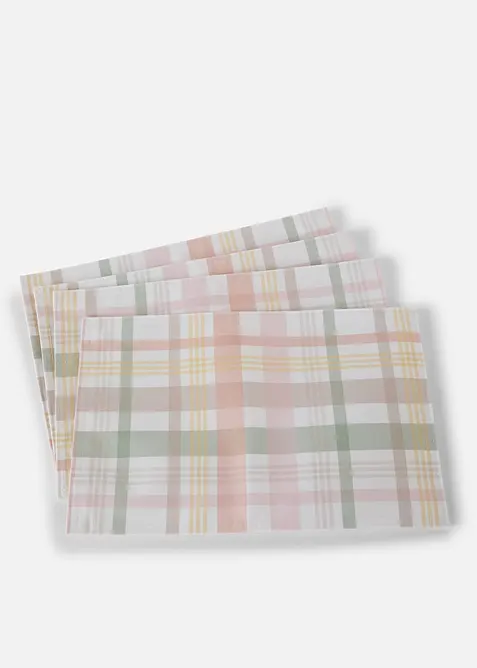 Tischset mit Karo (4er Pack) in rosa von vorne - bonprix