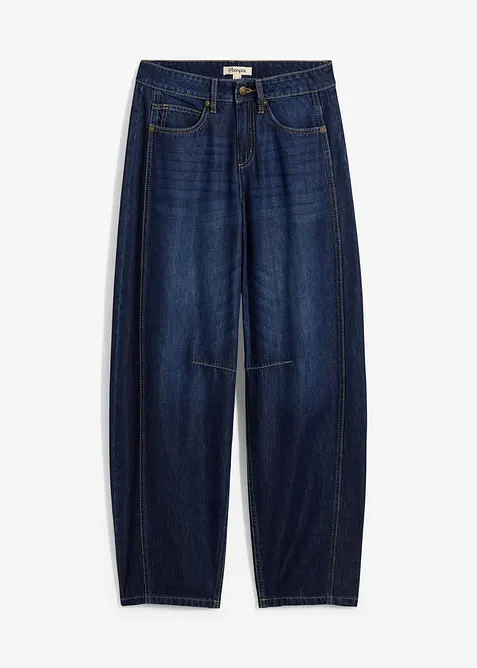 Balloon-Jeans Mid Waist, Super Soft in blau von vorne - bonprix
