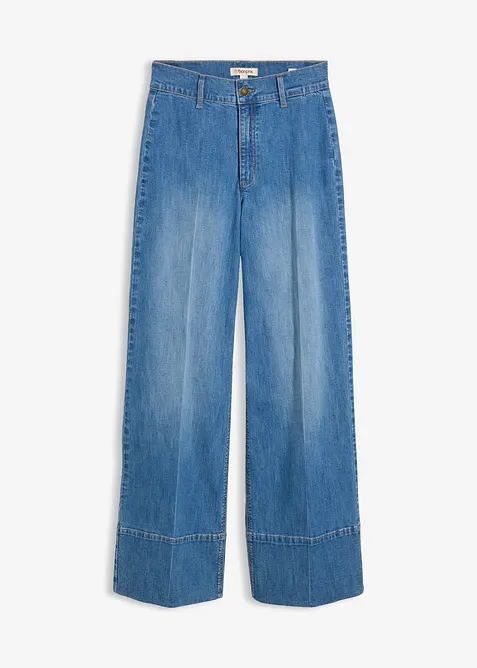 Wide-Leg-Jeans High Waist in blau von vorne - bonprix
