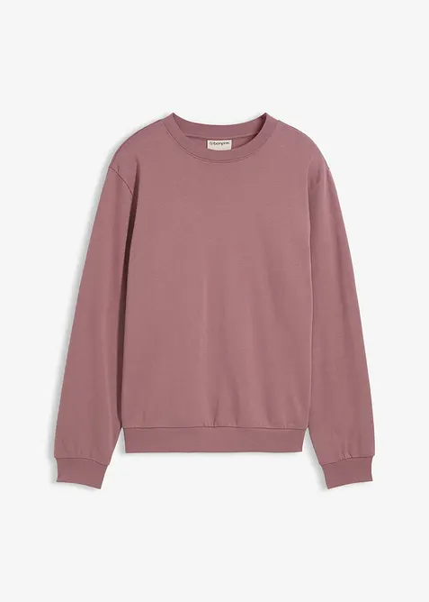 Sweatshirt aus weichem Baumwoll-Mix in lila von vorne - bonprix