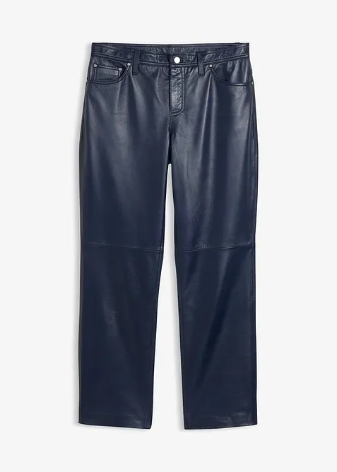 Lammnappa-Lederhose in blau von vorne - bonprix