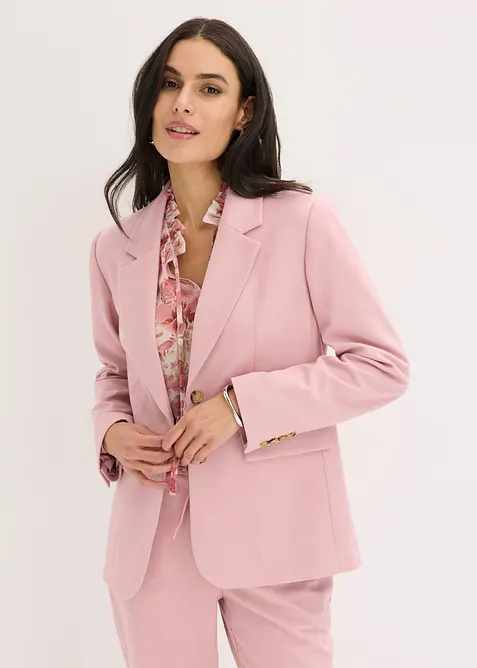Blazer aus feinem Viskose-Mix in rosa von vorne (im Anschnitt) - bonprix