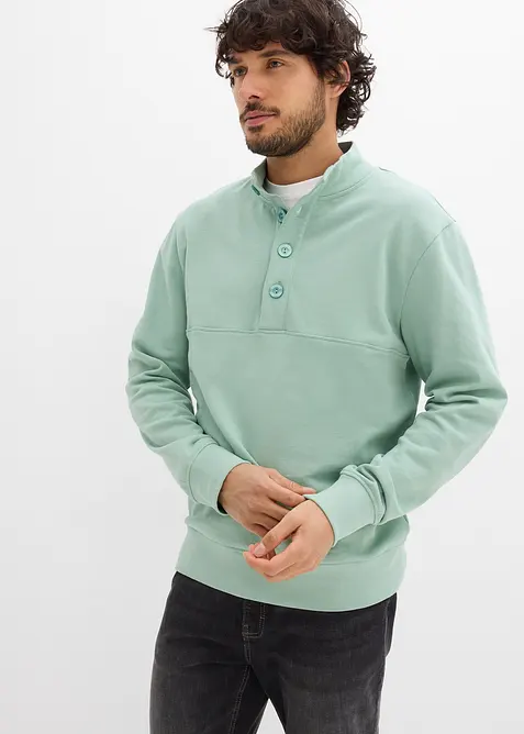 Sweatshirt aus reiner Bio-Baumwolle in grün von vorne (im Anschnitt) - bonprix