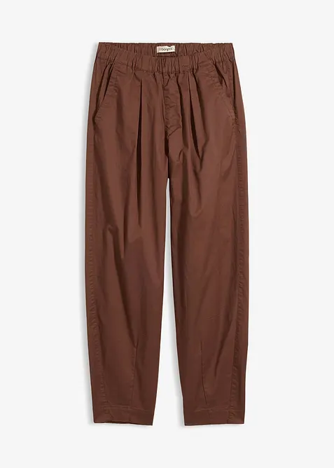 Twill-Barrel-Hose mit Bequembund aus Baumwoll-Mix in braun von vorne - bonprix