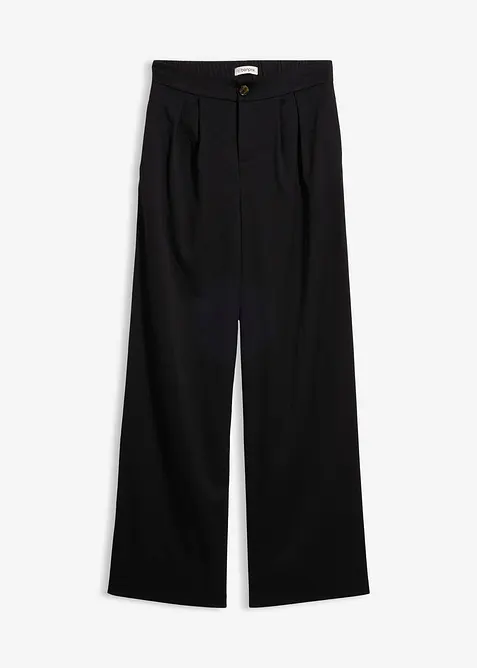 Bundfaltenhose aus softem Viskose-Mix in schwarz von vorne - bonprix