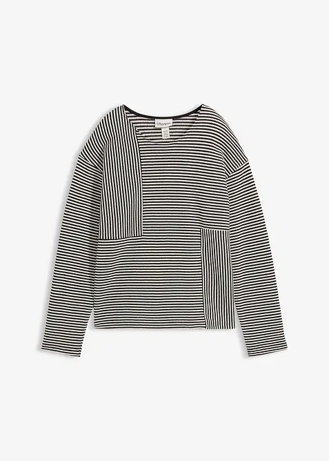 Jersey-Pullover in schwarz von vorne - bonprix