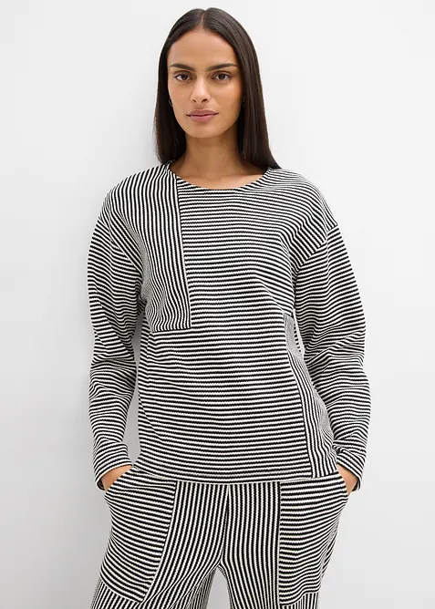 Jersey-Pullover in schwarz von vorne (im Anschnitt) - bonprix