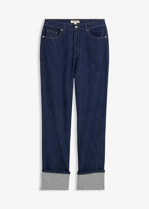 Loose Straight-Jeans High Waist in blau von vorne - bonprix