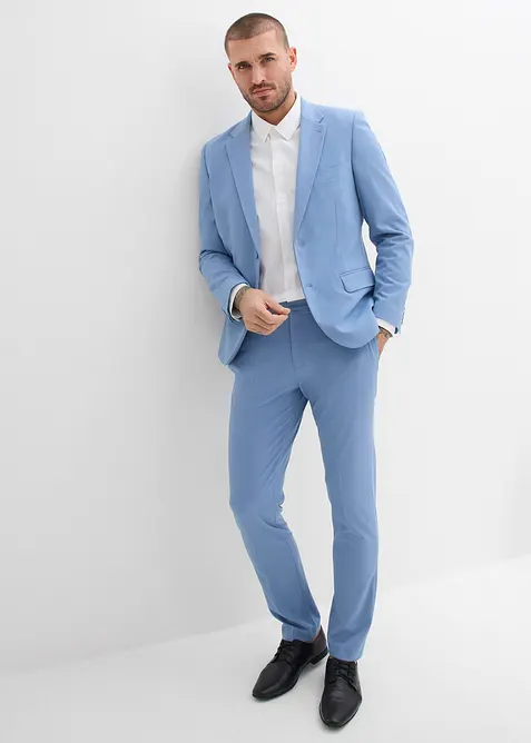 Anzug (2-tlg. Set) in Slim Fit in blau von vorne (Totalaufnahme) - bonprix