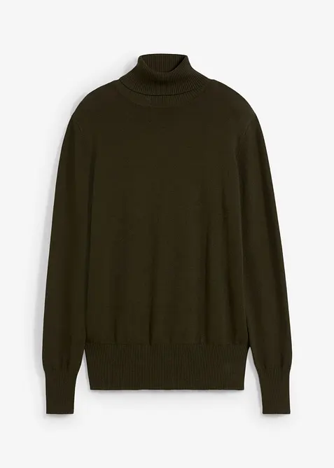 Feinstrick-Rollkragenpullover in grün von vorne - bonprix