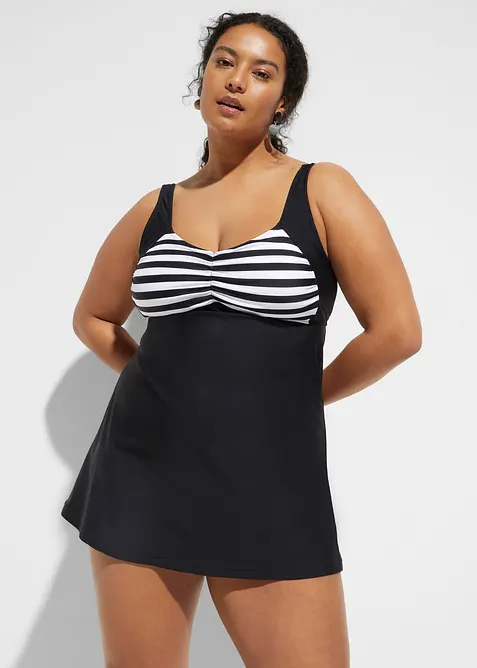 Long-Tankini (2-tlg.Set) in schwarz von vorne (Totalaufnahme) - bonprix