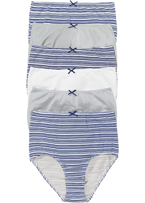 Highwaist Slip mit weicher Baumwolle (6er Pack) in blau von vorne - bonprix