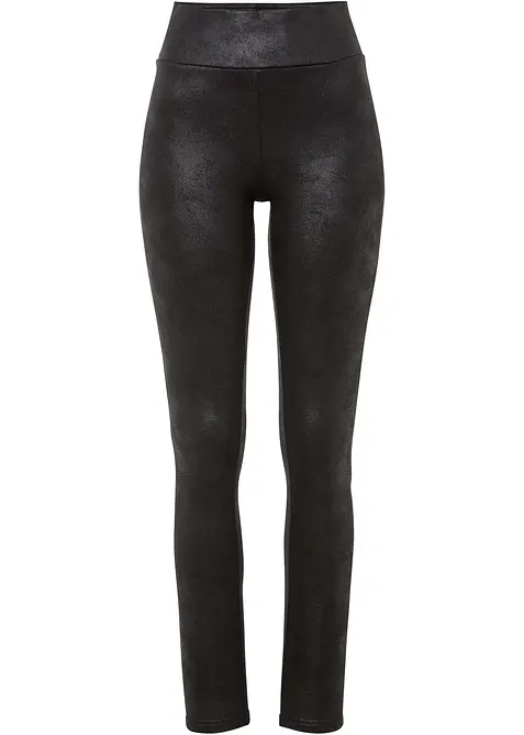 Thermo-Leggings mit Beschichtung in schwarz von vorne - bonprix
