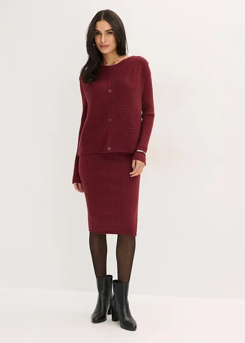 Strickkleid und Pullunder (2-tlg.Set) in rot von vorne (Totalaufnahme) - bonprix