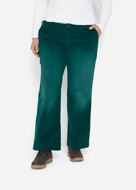 Cordhose aus elastischem Baumwoll-Mix in grün von vorne - bonprix
