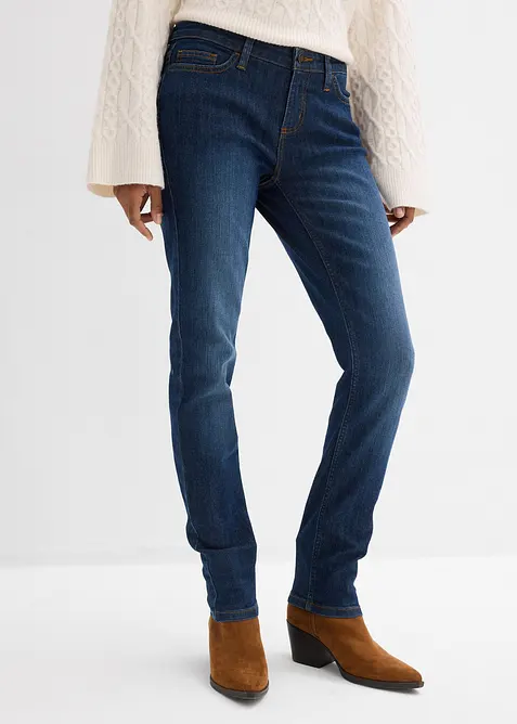 Skinny Jeans Mid Waist, Stretch in blau von vorne - bonprix