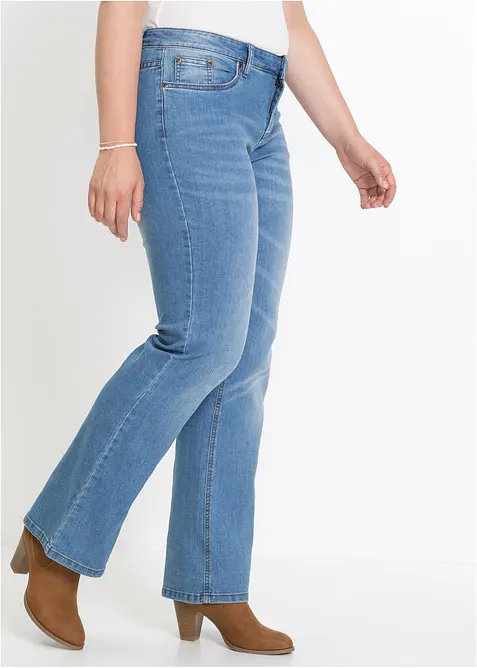 Bootcut-Jeans Mid Waist in blau von vorne - bonprix