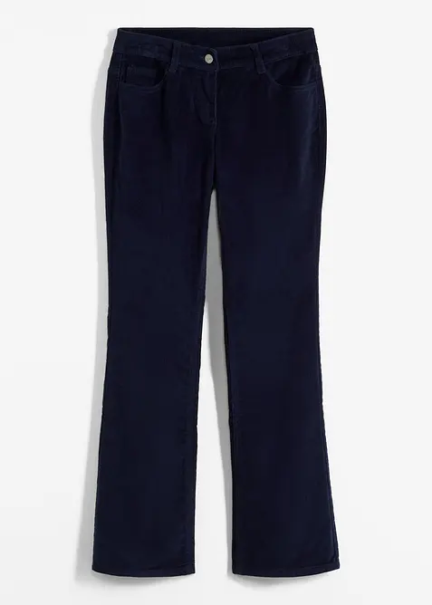 Bootcut-Cordhose aus Baumwoll-Mix in blau von vorne - bonprix