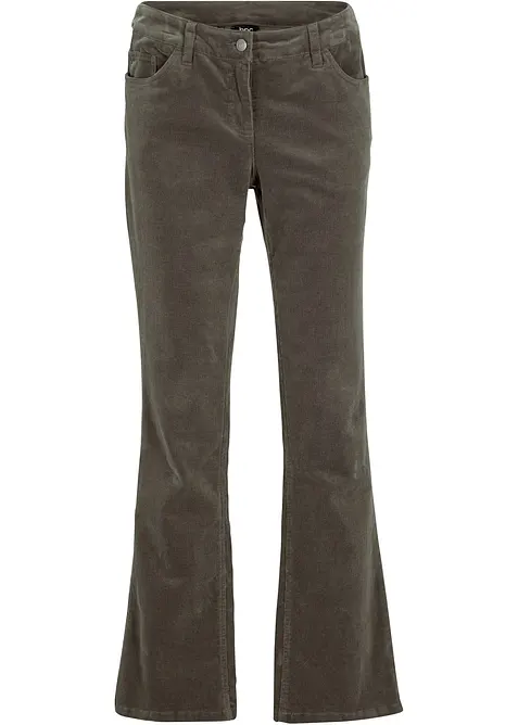 Bootcut-Cordhose aus Baumwoll-Mix in grün von vorne - bonprix