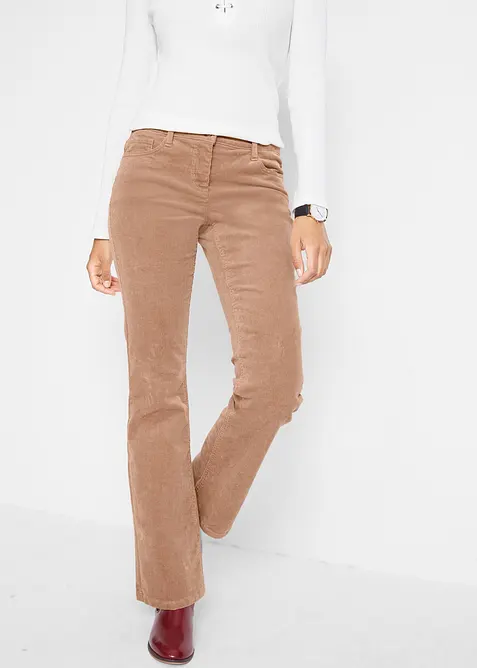 Bootcut-Cordhose aus Baumwoll-Mix in braun von vorne - bonprix