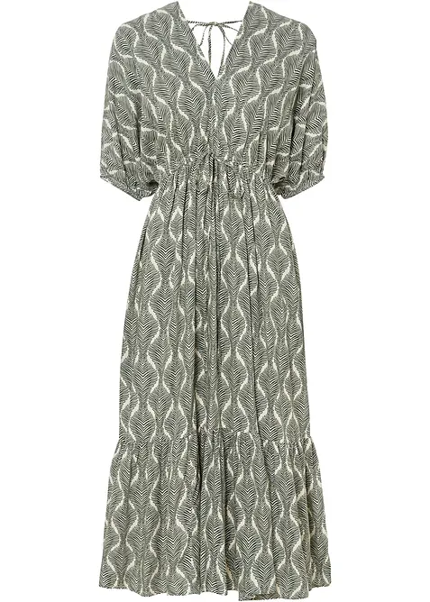 Midikleid aus fließender Viskose in grün von vorne - bonprix