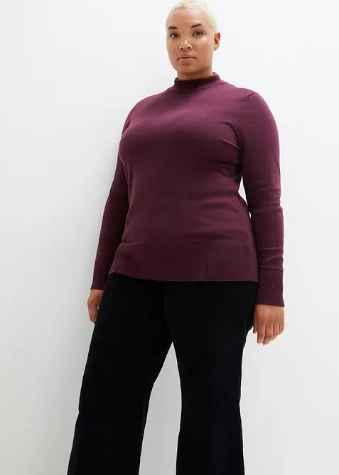 Feinstrickpullover mit recycelter Baumwolle in lila von vorne (im Anschnitt) - bonprix