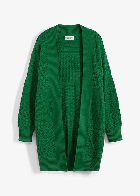Longstrickjacke in grün von vorne - bonprix