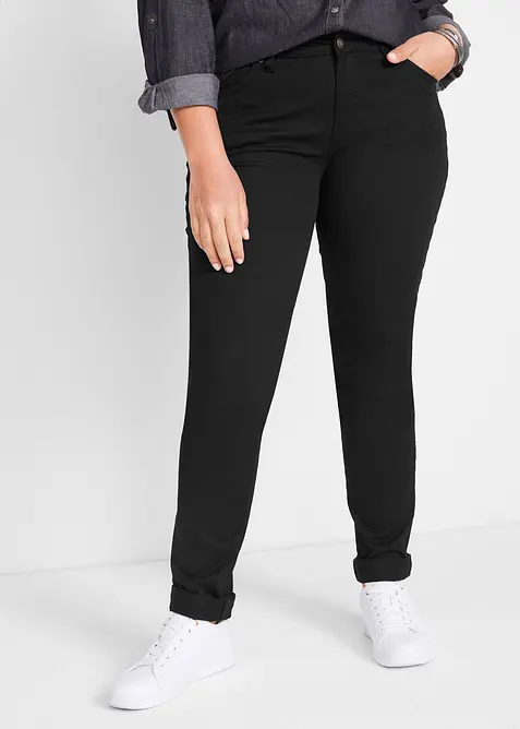Straight Jeans High Waist, Stretch in schwarz von vorne - bonprix