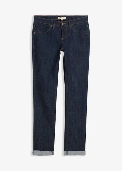 Straight Jeans High Waist, Stretch in blau von vorne - bonprix
