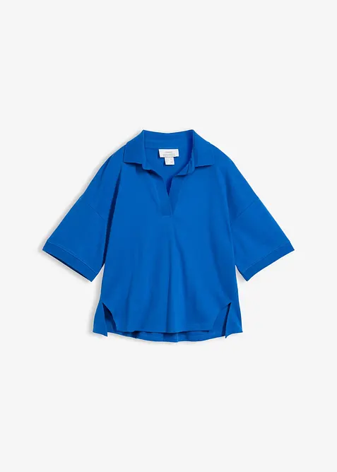 Poloshirt aus reiner Bio-Baumwolle in blau von vorne - bonprix