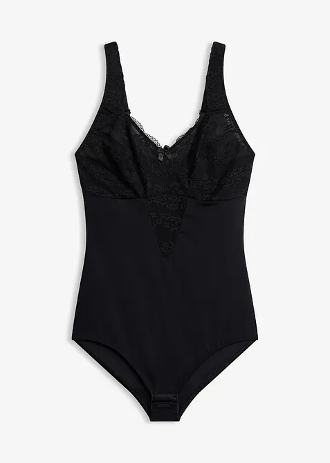 Medium Shape Body ohne Bügel mit Spitze in schwarz von vorne - bonprix