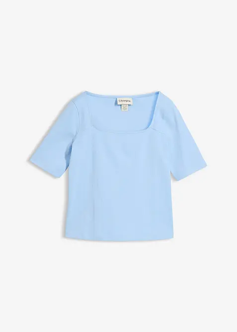 T-Shirt aus schwerer Bio-Baumwolle in blau von vorne - bonprix
