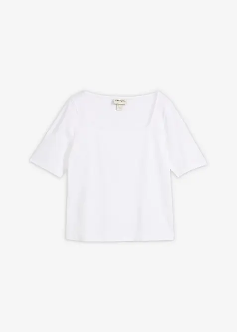 T-Shirt aus schwerer Bio-Baumwolle in weiß von vorne - bonprix