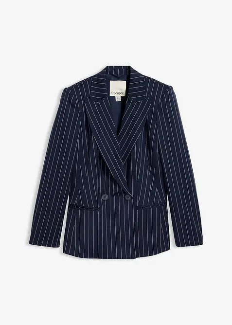 Blazer mit Nadelstreifen in blau von vorne - bonprix