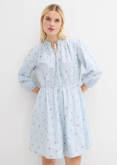 Minikleid aus reiner Baumwolle in blau von vorne (Totalaufnahme) - bonprix
