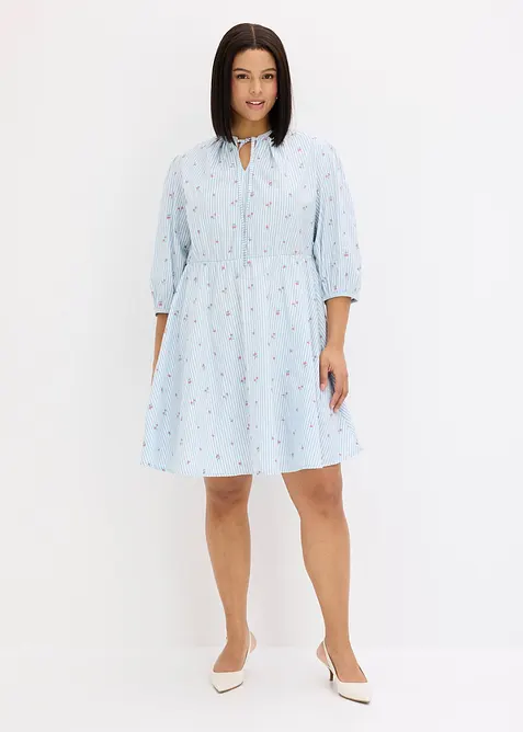 Minikleid aus reiner Baumwolle in blau von vorne (Totalaufnahme) - bonprix